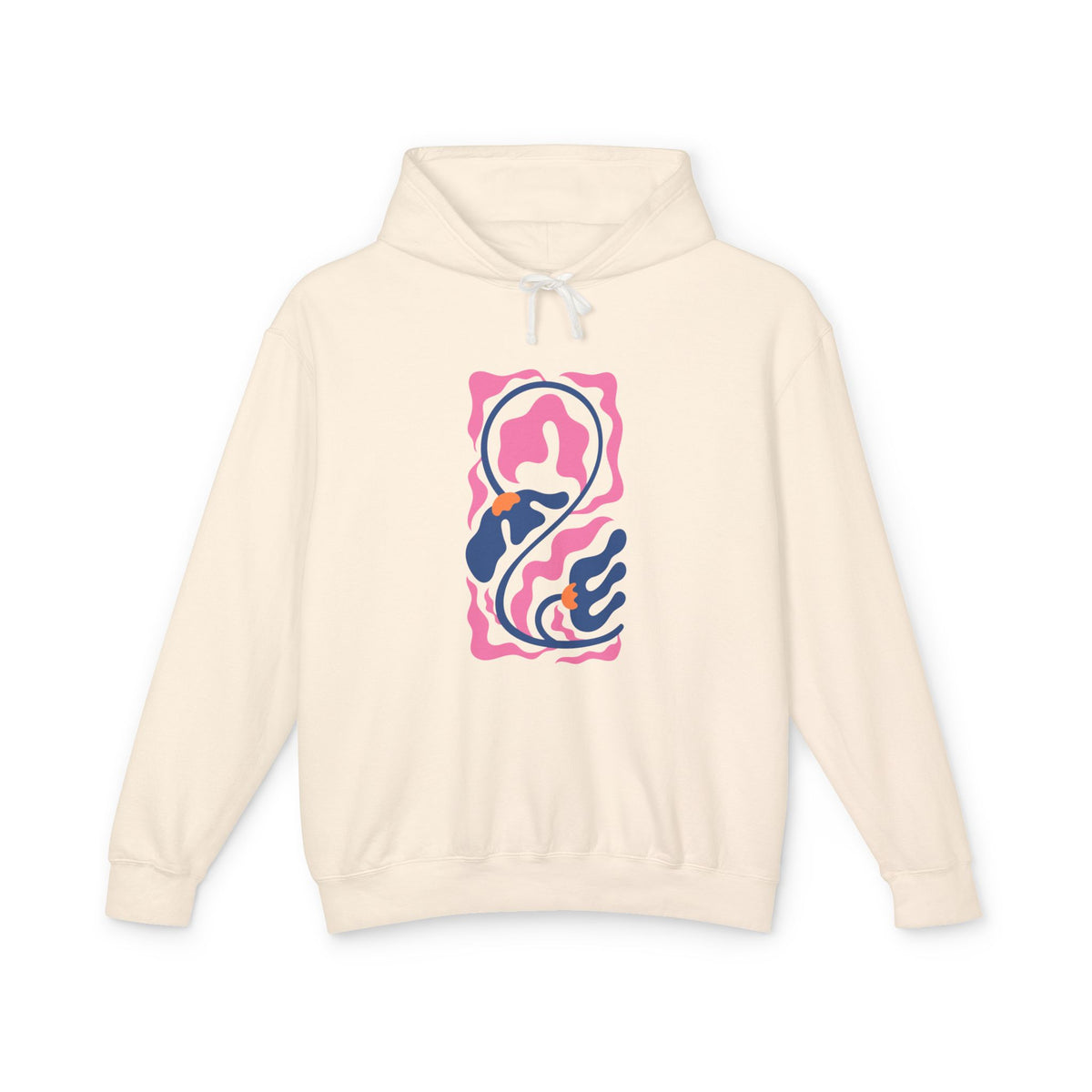 Pink Nautical Wave Graphic Lightweight Women's Hooded Sweatshirt
