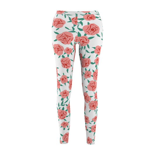 Floral Rose Print Women's Casual Leggings