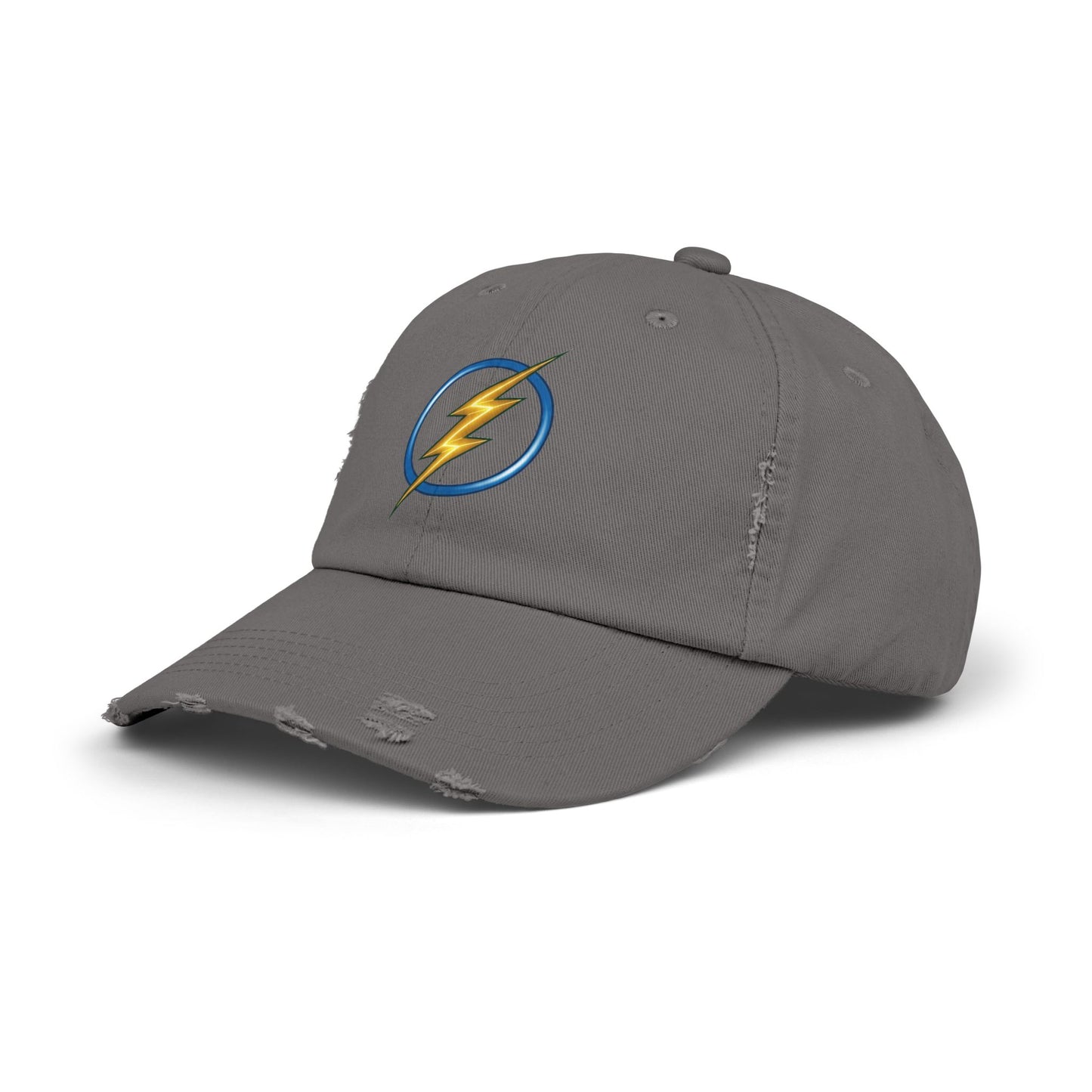 Lightning Bolt Logo Distressed Baseball Cap