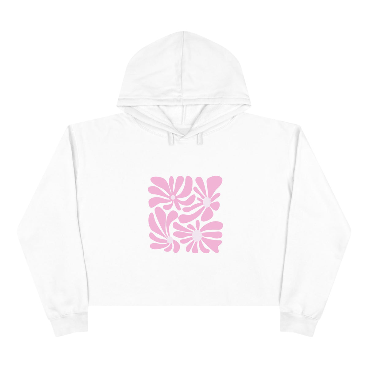 Pink Retro Floral Crop Hoodie