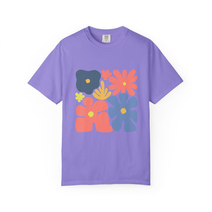Colorful 70s Bloom Garment-Dyed Women's T-Shirt