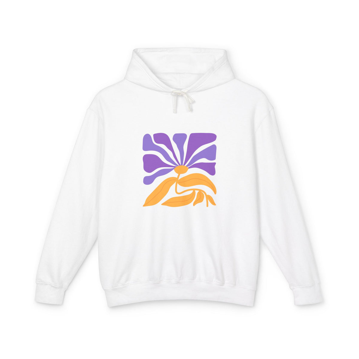 Retro Purple & Orange Sunburst Lightweight Women's Hooded Sweatshirt