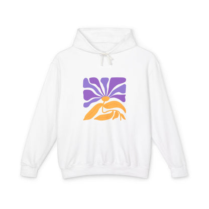Retro Purple & Orange Sunburst Lightweight Women's Hooded Sweatshirt