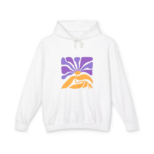Retro Purple & Orange Sunburst Lightweight Women's Hooded Sweatshirt