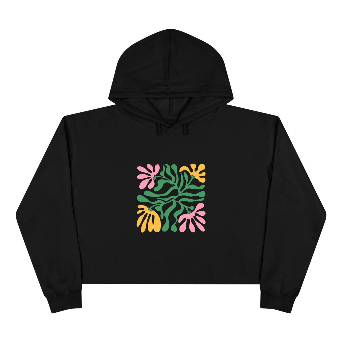 Floral Cutout Abstract Crop Hoodie
