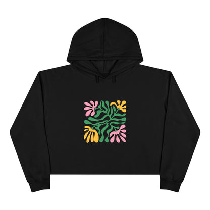 Floral Cutout Abstract Crop Hoodie