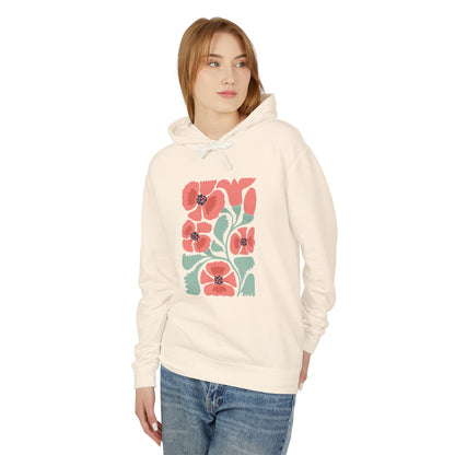 Floral Poppy Lightweight Women's Hooded Sweatshirt