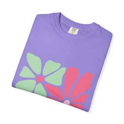 Floral Retro Block Print Garment-Dyed Women's T-Shirt