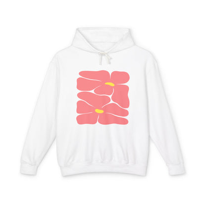 Pink Retro Flowers Graphic Lightweight Women's Hooded Sweatshirt