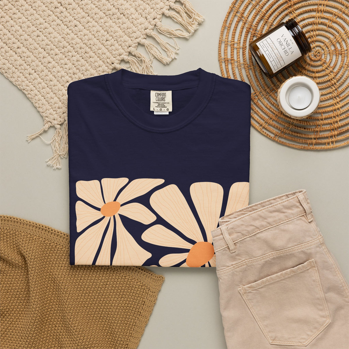 Daisy Square Garment-Dyed Women's T-Shirt
