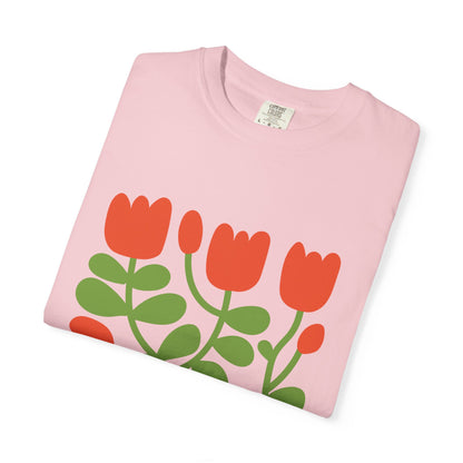 Floral Tulip Garment-Dyed Women's T-Shirt