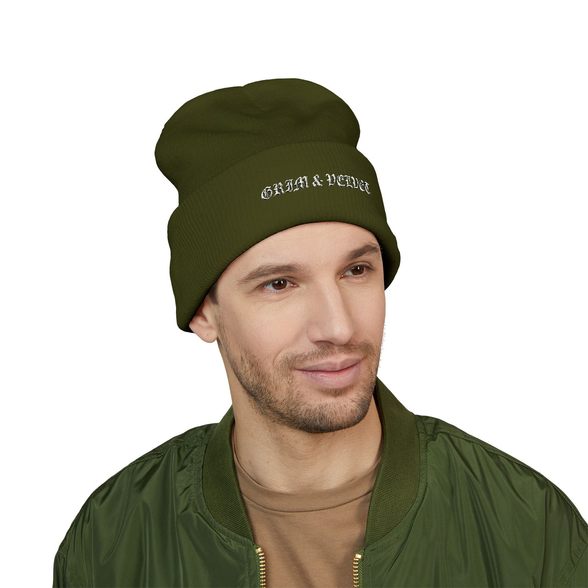 Grim & Velvet Heart Soul Embroidered Cuffed Beanie