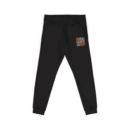 Retro Pink Daisy Graphic Embroidered Women's Fleece Sweatpants