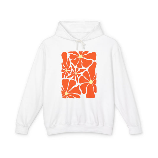 Retro Orange Floral Lightweight Women's Hooded Sweatshirt
