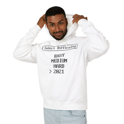 "Select Difficulty: Easy, Medium, Hard > 2021" Retro Lightweight Hooded Sweatshirt