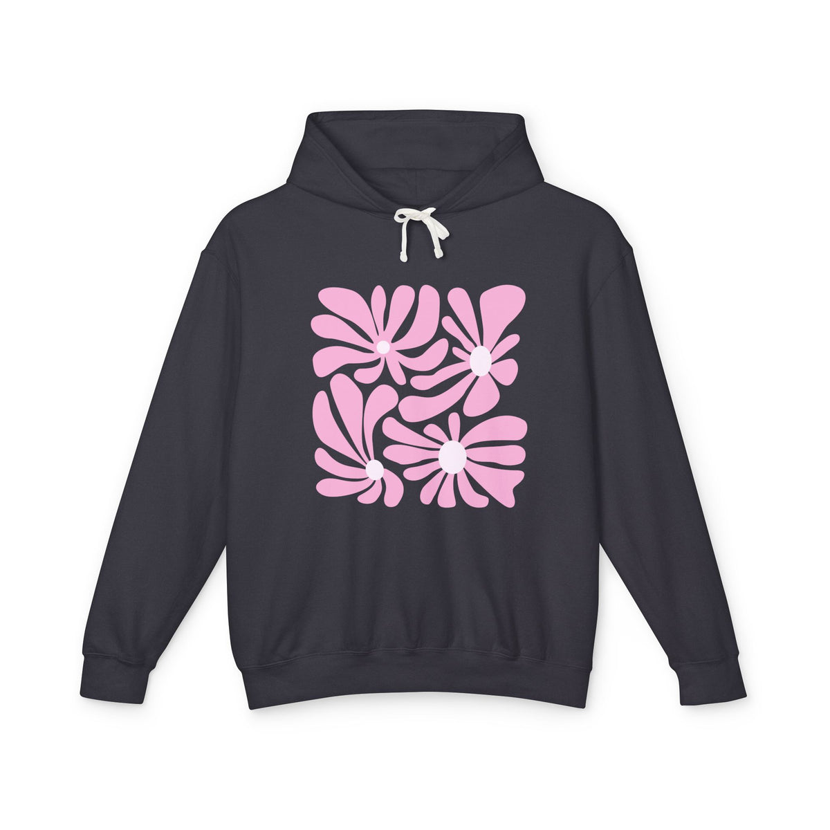 Pink Retro Floral Lightweight Women's Hooded Sweatshirt