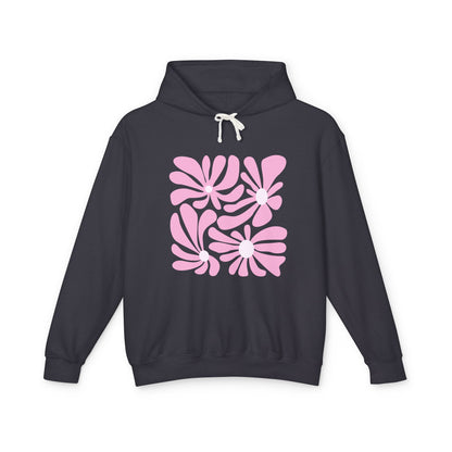Pink Retro Floral Lightweight Women's Hooded Sweatshirt