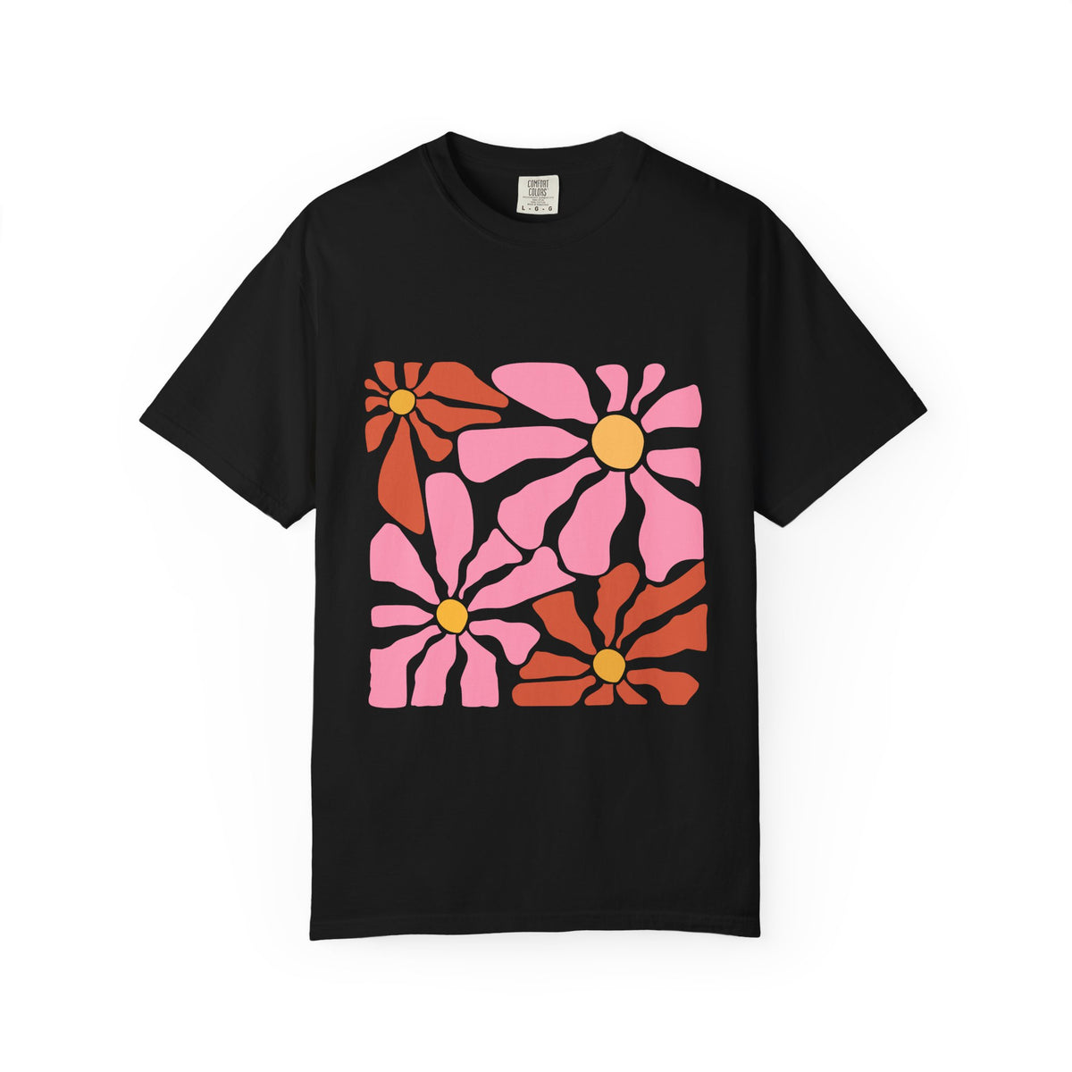 Retro Pink Daisy Graphic Garment-Dyed Women's T-Shirt