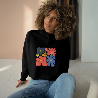 Colorful 70s Bloom Crop Hoodie