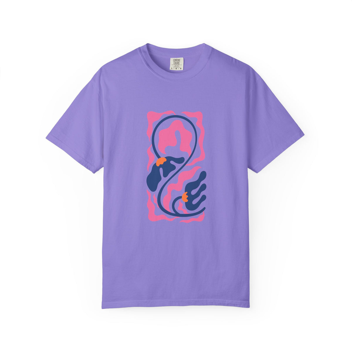Pink Nautical Wave Graphic Garment-Dyed Women's T-Shirt