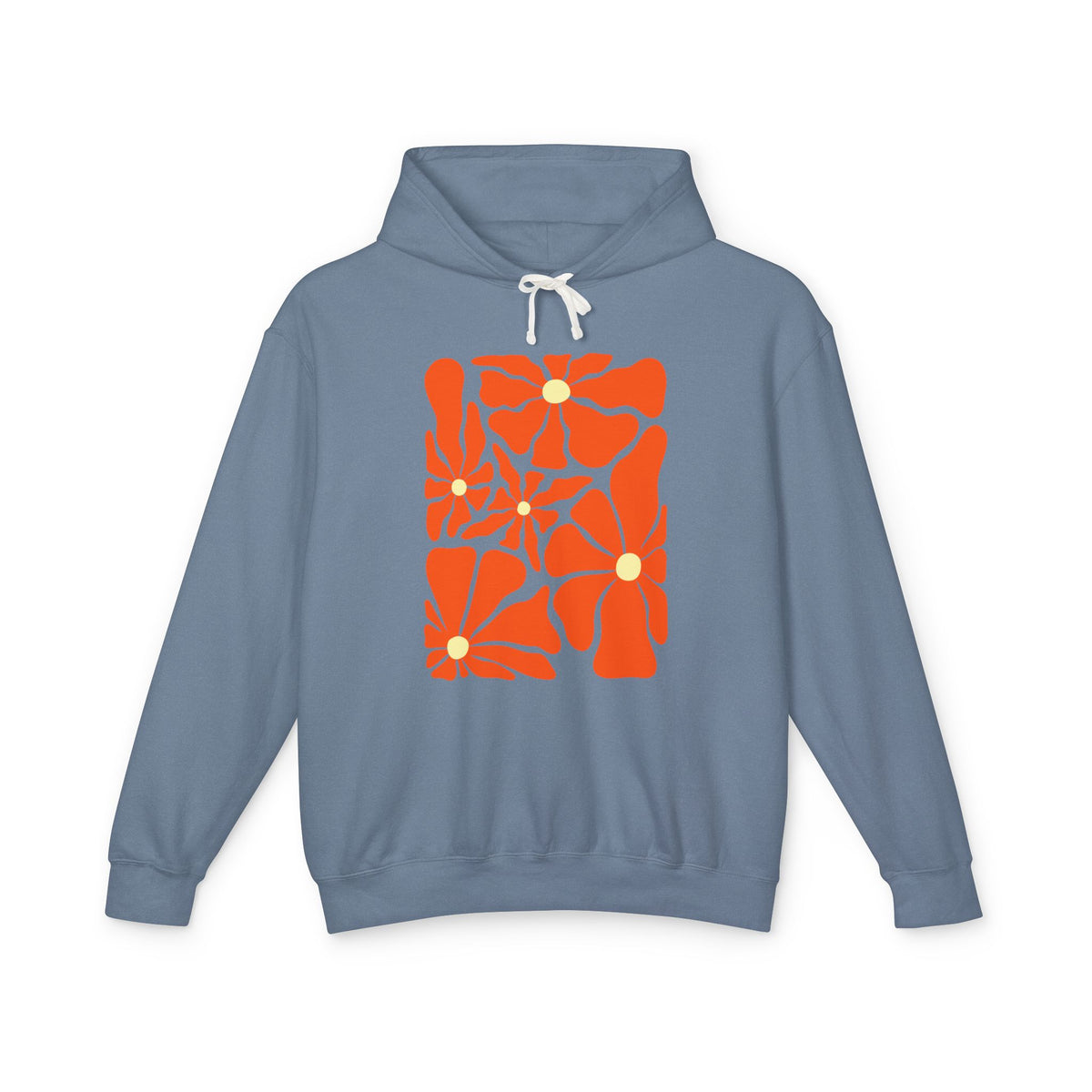 Retro Orange Floral Lightweight Women's Hooded Sweatshirt