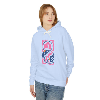 Pink Nautical Wave Graphic Lightweight Women's Hooded Sweatshirt