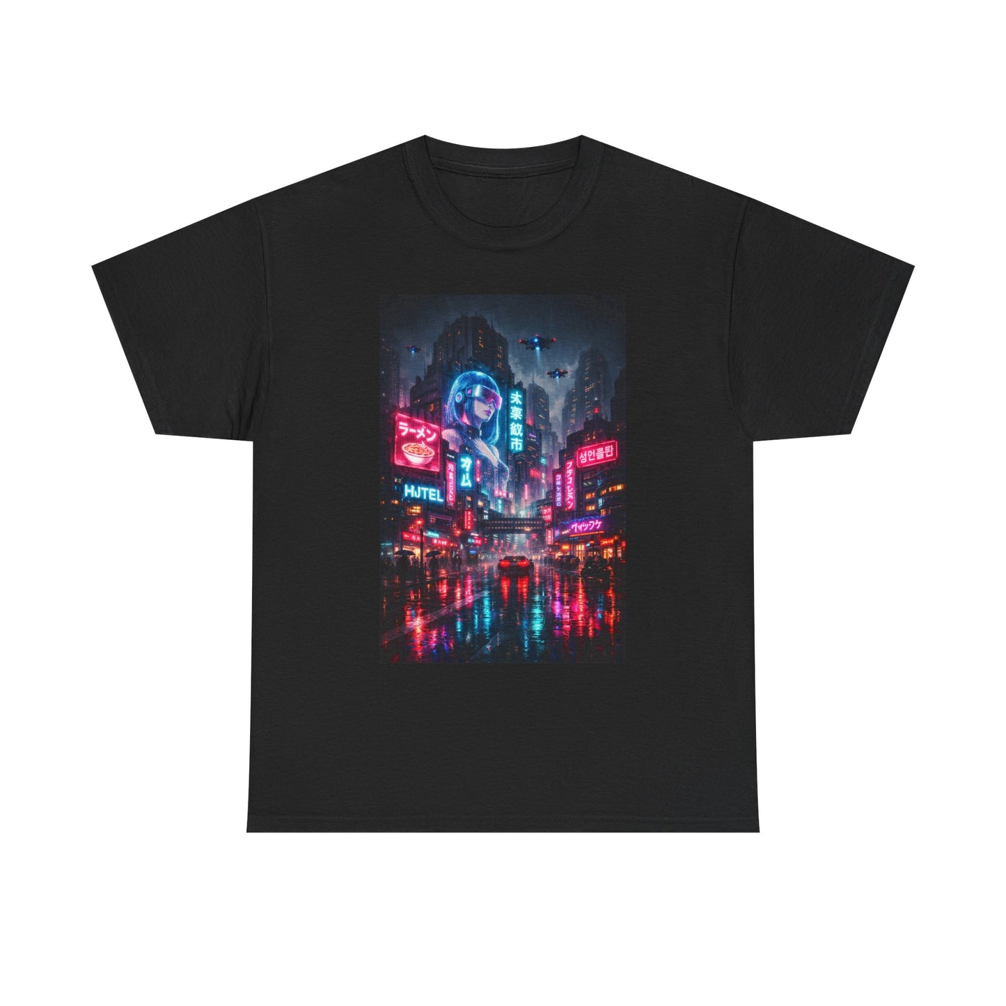 Neon Cyberpunk Cityscape Graphic Men's Tee