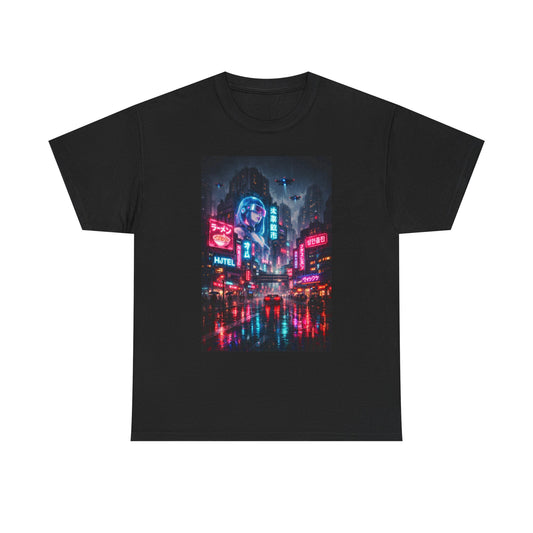 Neon Cyberpunk Cityscape Graphic Men's Tee