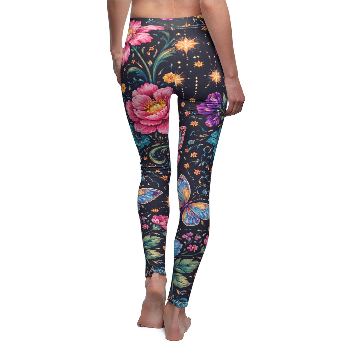 Floral Moon & Butterfly Women's Casual Leggings