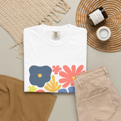 Colorful 70s Bloom Garment-Dyed Women's T-Shirt