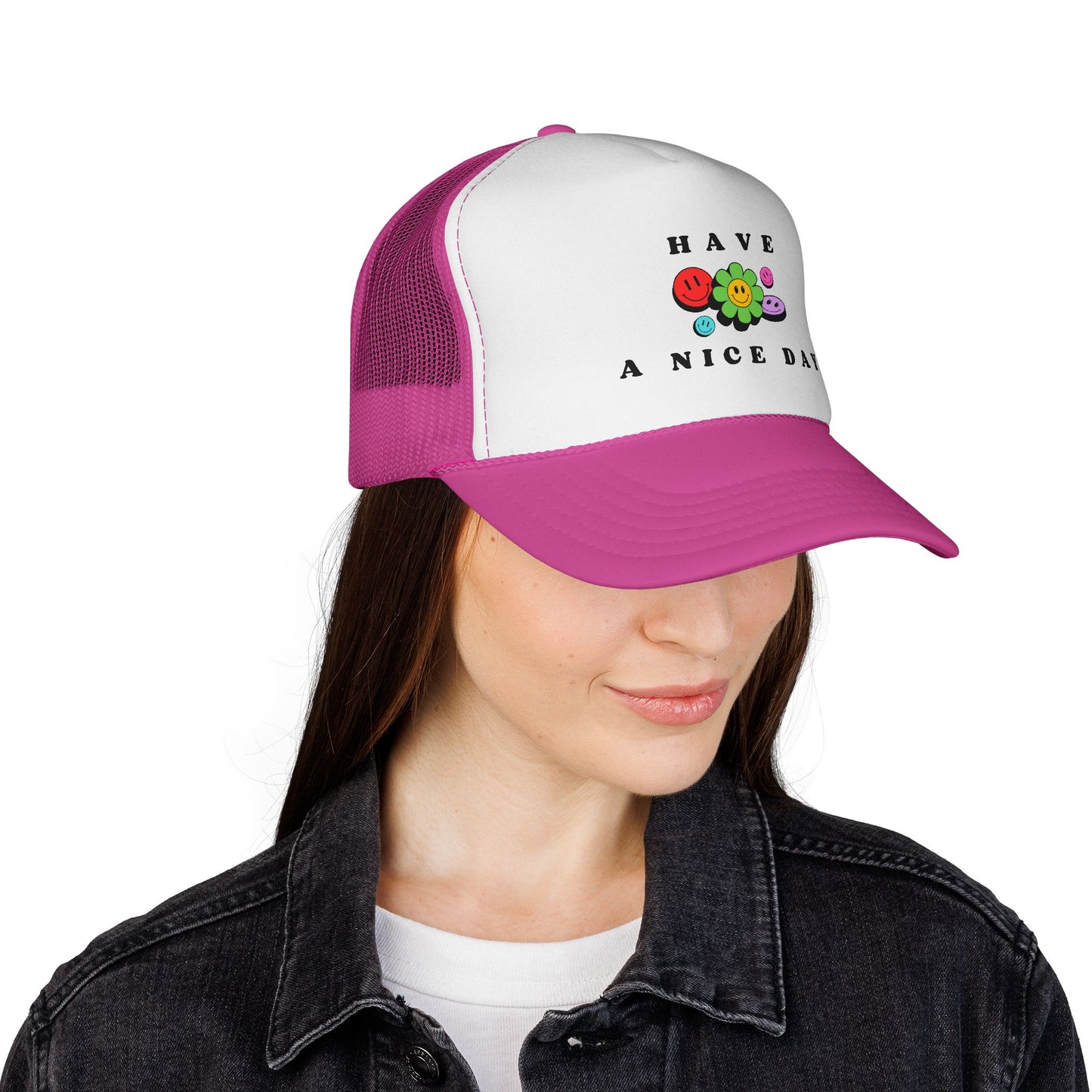 Have A Nice Day Smiley Flower Trucker Women's Cap
