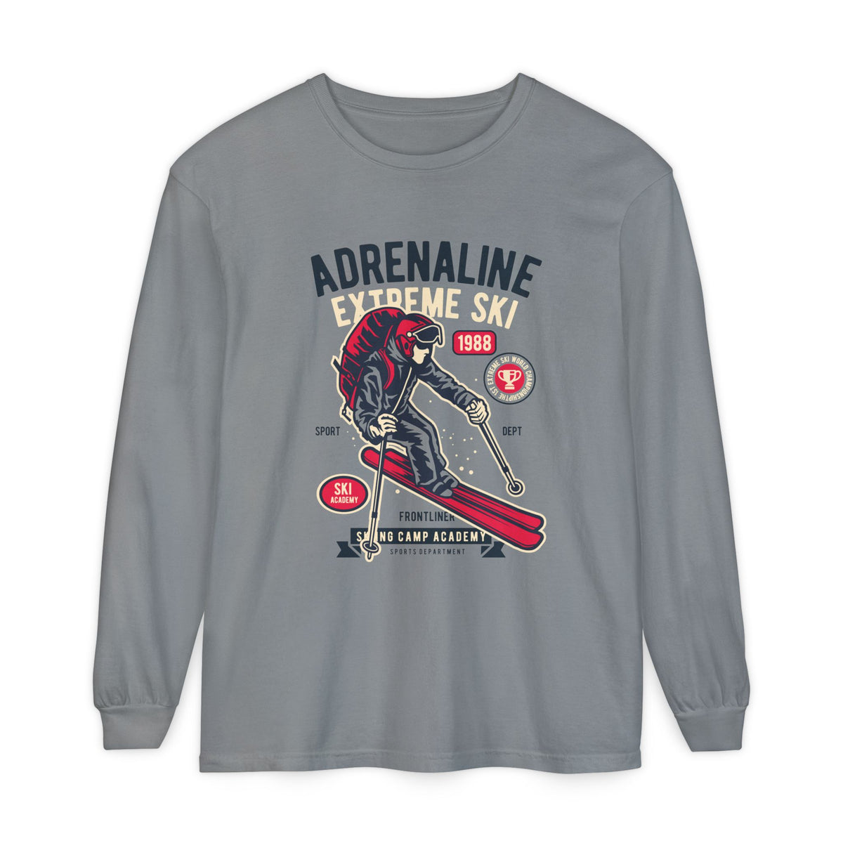 Adrenaline Extreme Ski Garment-Dyed Long Sleeve T-Shirt