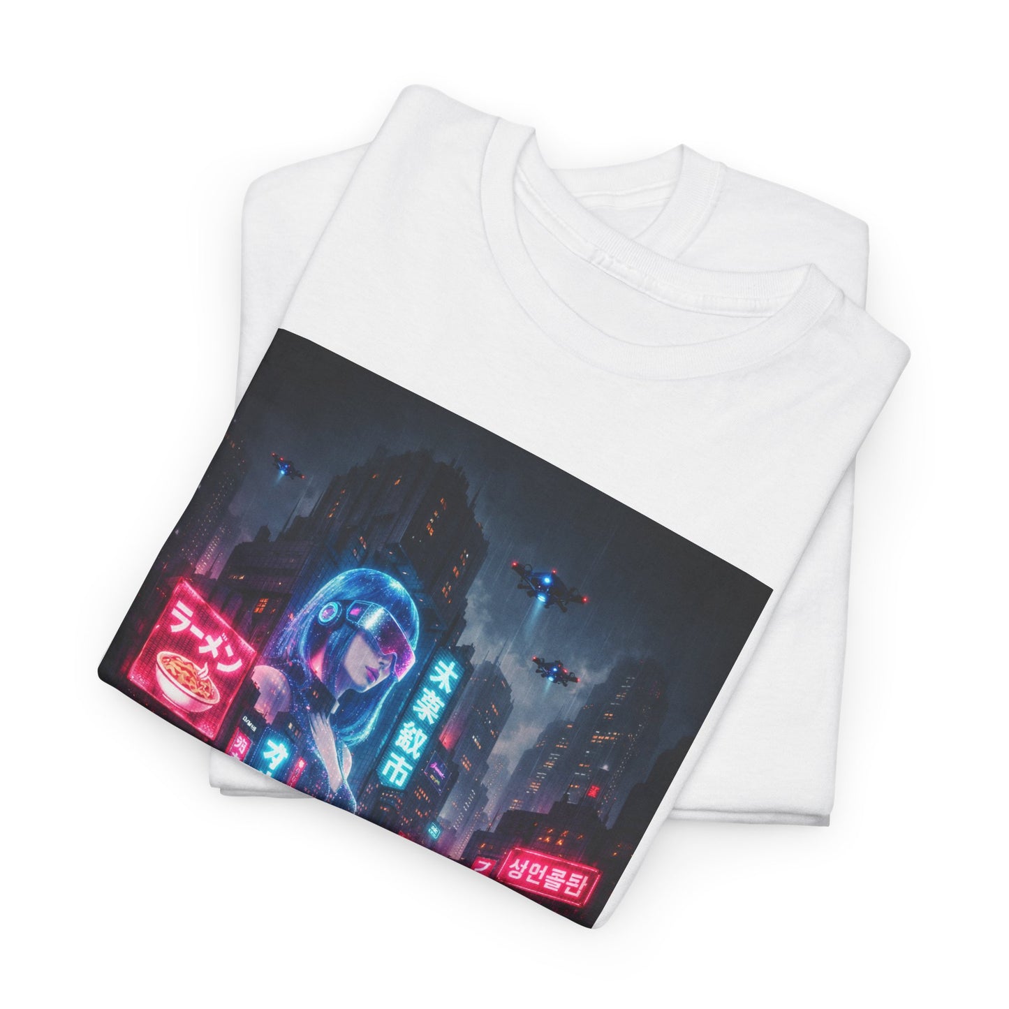 Neon Cyberpunk Cityscape Graphic Men's Tee