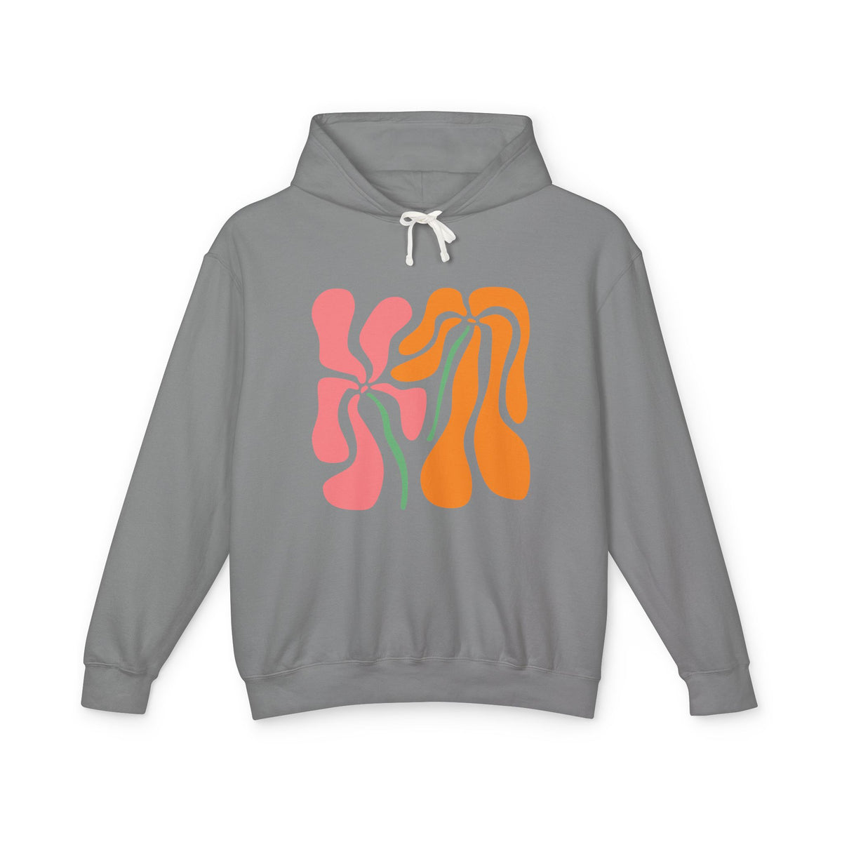 Groovy Pink & Orange Floral Lightweight Women's Hooded Sweatshirt