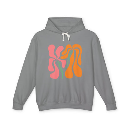 Groovy Pink & Orange Floral Lightweight Women's Hooded Sweatshirt