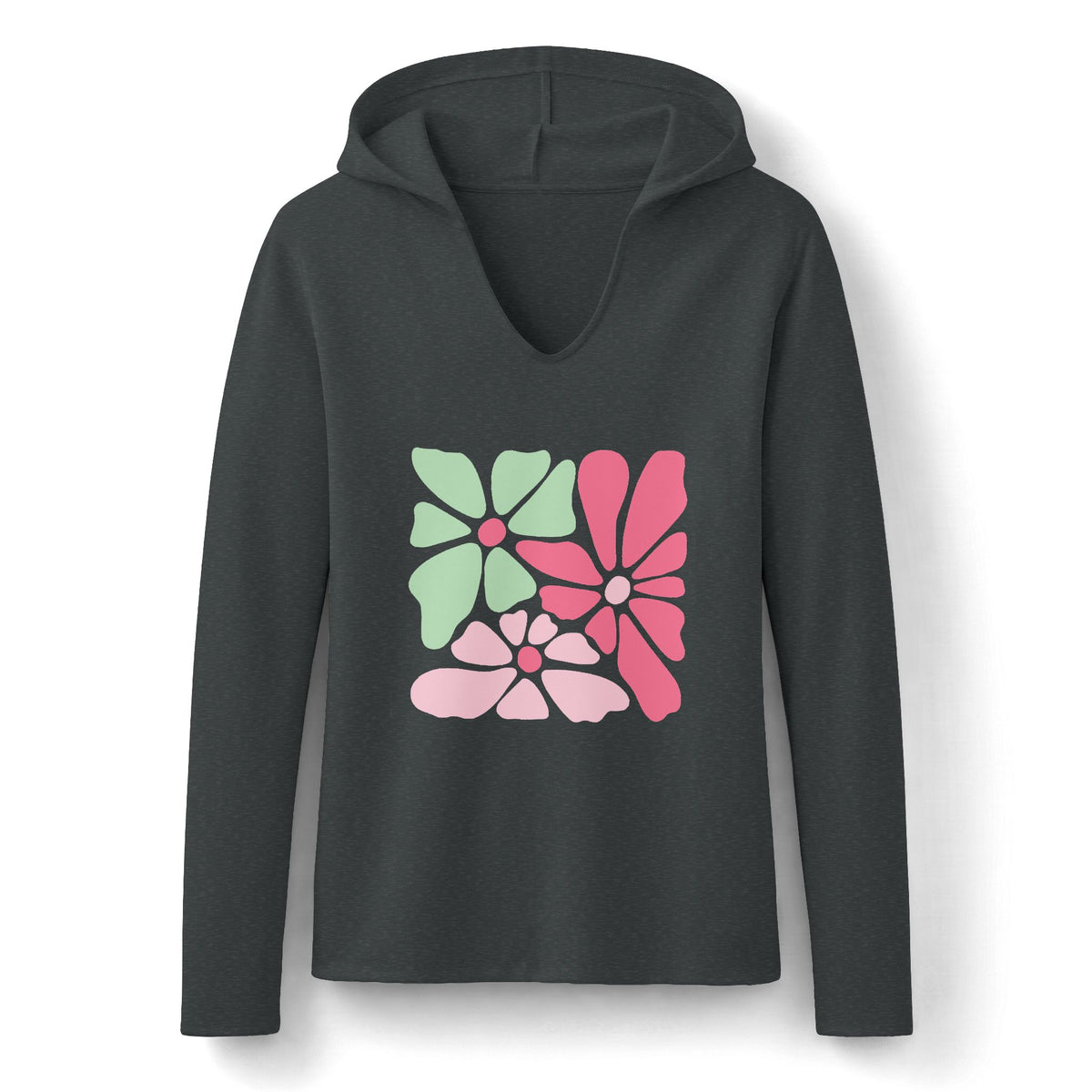 Floral Retro Block Print Long Sleeve Women's Hoodie