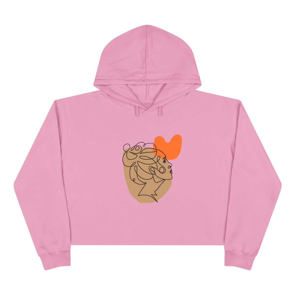 Abstract Heart Line Art Crop Hoodie
