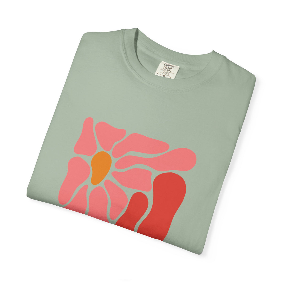 Pink Retro Flower Graphic Garment-Dyed Women's T-Shirt