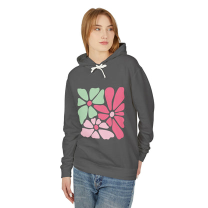 Floral Retro Block Print Lightweight Women's Hooded Sweatshirt