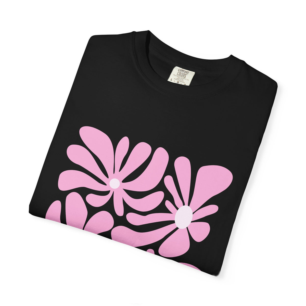 Pink Retro Floral Garment-Dyed Women's T-Shirt