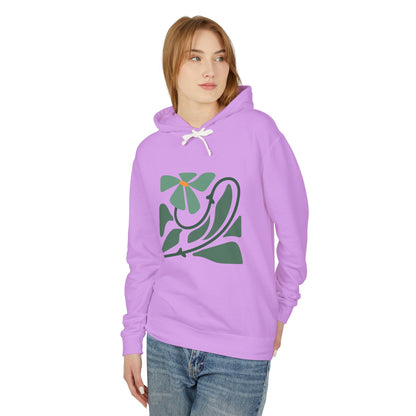 Green Minimalist Floral Design Lightweight Women's Hooded Sweatshirt