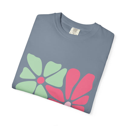 Floral Retro Block Print Garment-Dyed Women's T-Shirt