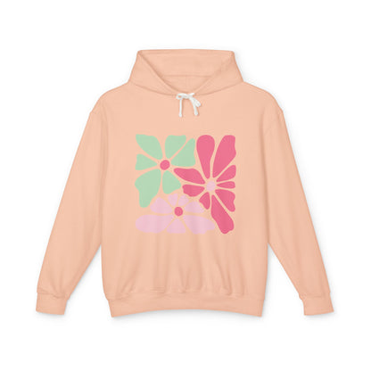 Floral Retro Block Print Lightweight Women's Hooded Sweatshirt