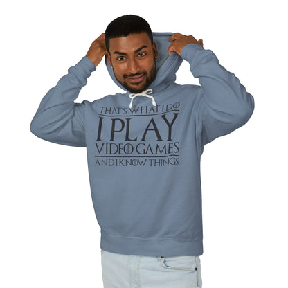 "That's What I Do I Play Video Games And I Know Things" Lightweight Hooded Sweatshirt