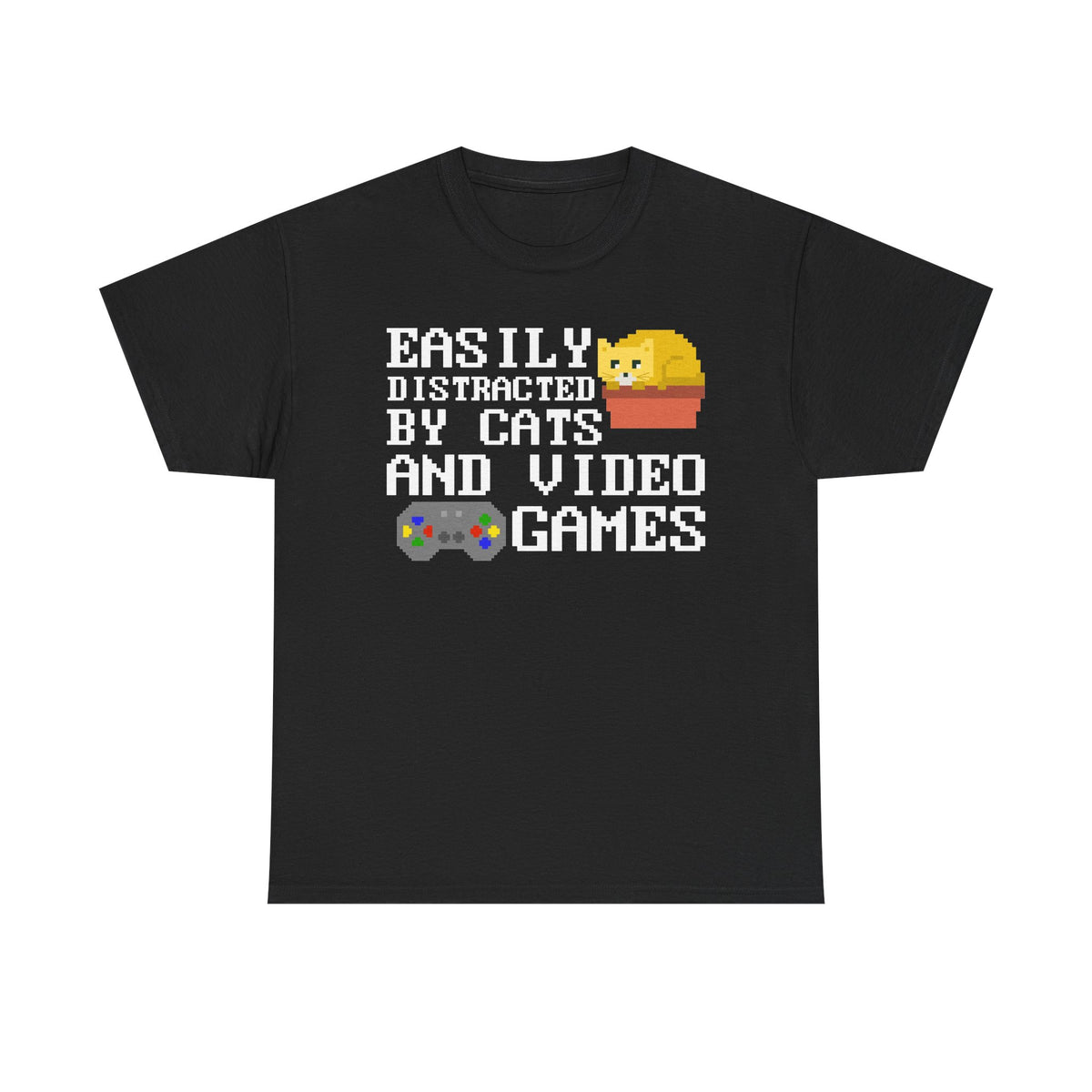 Easily Distracted By Cats And Video Games T-Shirt