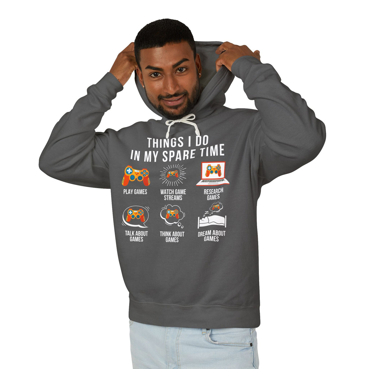 "Things I Do In My Spare Time" Lightweight Hooded Sweatshirt