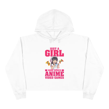 "Just A Girl Who Loves Anime & Video Games" Crop Hoodie