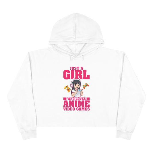 "Just A Girl Who Loves Anime & Video Games" Crop Hoodie