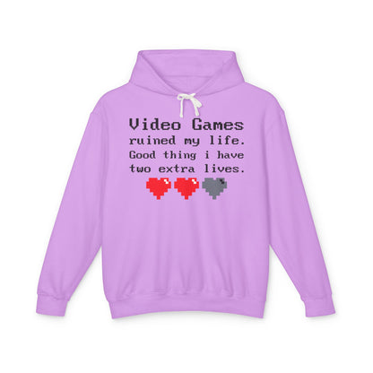Video Games Ruined My Life Lightweight Women's Hooded Sweatshirt