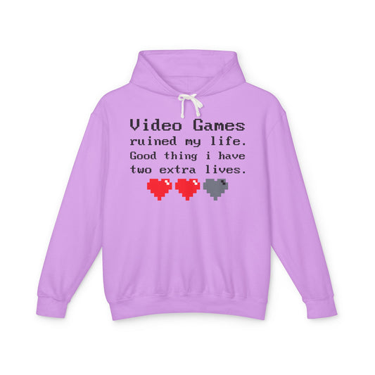 Video Games Ruined My Life Lightweight Women's Hooded Sweatshirt
